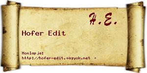 Hofer Edit névjegykártya